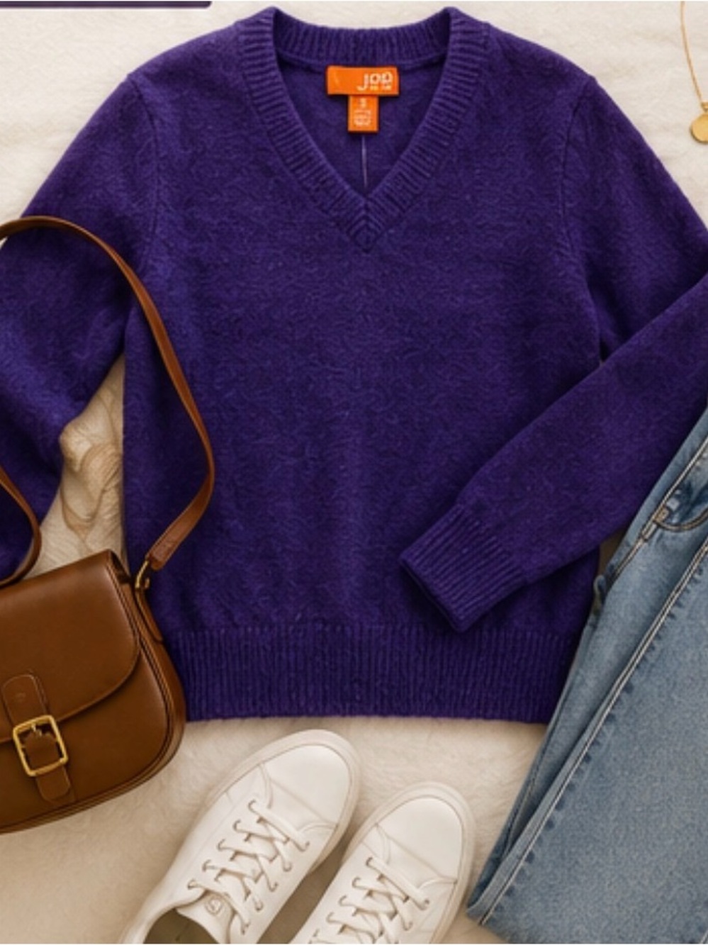 Joe Fresh Mohair Blend V-Neck Sweater | Rich Purple | Size Small